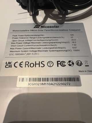 PANEL SOLARNY NICESOLAR 120W 22V MONOKRYSTALICZNY