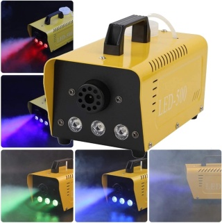 PRZENOŚNA PRZETWORNICA GENERATOR DYMU LED 500 W Z BEZPRZEWODOWYM PILOTEM I KOLOROWYM ŚWIATŁEM