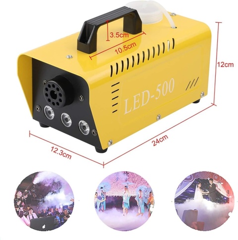 PRZENOŚNA PRZETWORNICA GENERATOR DYMU LED 500 W Z BEZPRZEWODOWYM PILOTEM I KOLOROWYM ŚWIATŁEM
