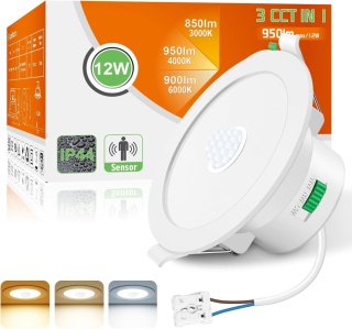 ALUSSO LED REFLEKTOR SUFITOWY Z CZUJNIKIEM RUCHU 12W 3x BARWY REGULOWANE