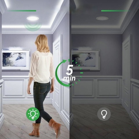 ALUSSO LED REFLEKTOR SUFITOWY Z CZUJNIKIEM RUCHU 12W 3x BARWY REGULOWANE