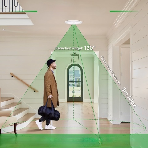 ALUSSO LED REFLEKTOR SUFITOWY Z CZUJNIKIEM RUCHU 12W 3x BARWY REGULOWANE