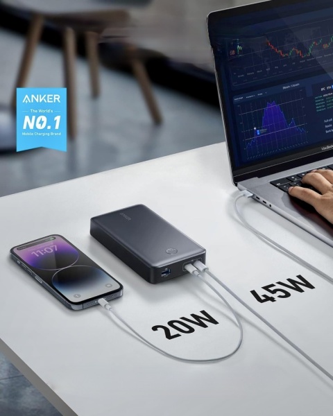 ANKER POWERBANK 537 POWERCORE 24K DO LAPTOPA 24 000 mAh 65W PREMIUM