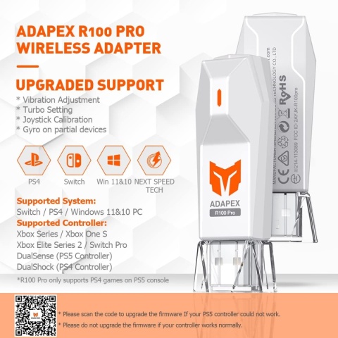 BIGBIG WON R100 Pro Adapter Bezprzewodowy do Switch Windows PS4 PS5