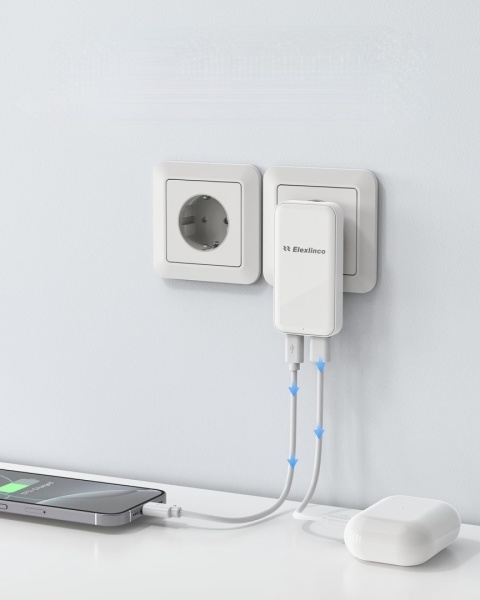 ELEXLINCO ZASILACZ USB C PD 3.0 Power Adapter 20W 2-Portowa ładowarka USB