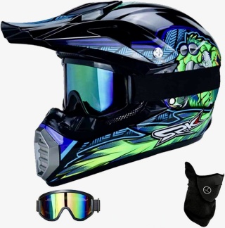 KASK DZIECIĘCY MOTOCYKLOWY MTB L 56-57 cm CROSS QUAD + KOMINIARKA