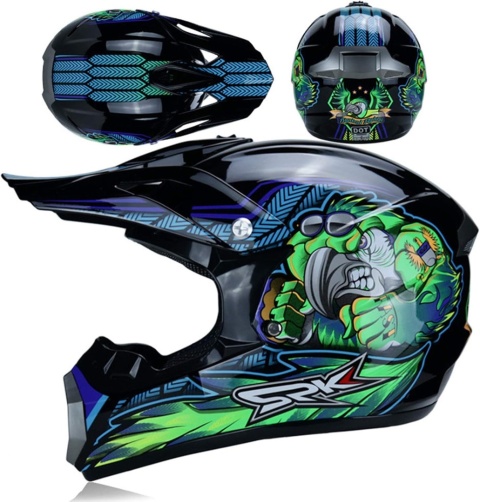 KASK DZIECIĘCY MOTOCYKLOWY MTB L 56-57 cm CROSS QUAD + KOMINIARKA