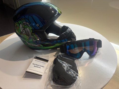 KASK DZIECIĘCY MOTOCYKLOWY MTB L 56-57 cm CROSS QUAD + KOMINIARKA