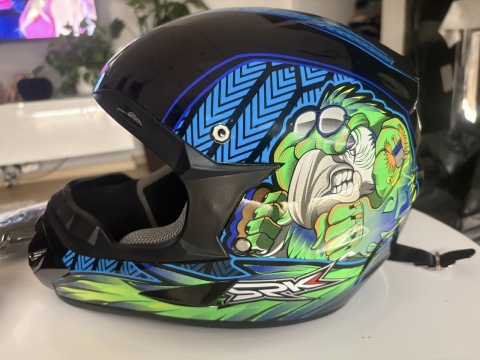 KASK DZIECIĘCY MOTOCYKLOWY MTB L 56-57 cm CROSS QUAD + KOMINIARKA