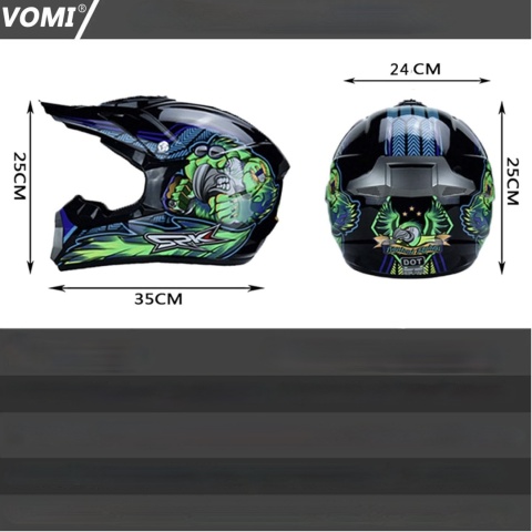 KASK DZIECIĘCY MOTOCYKLOWY MTB L 56-57 cm CROSS QUAD + RĘKAWICE KOMINIARKA