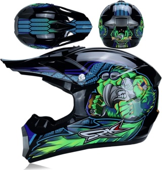 KASK DZIECIĘCY MOTOCYKLOWY MTB S 52-53 cm CROSS QUAD + RĘKAWICE OCHRANIACZE