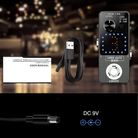 LEKATO POTRÓJNY LOOPER STACJA Z ZASILACZEM DO GITARY 3 PĘTLE