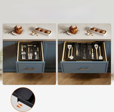 LIFEWIT DUŻY ORGANIZER DO SZUFLADY NA PRZYBORY KUCHENNE CZARNY