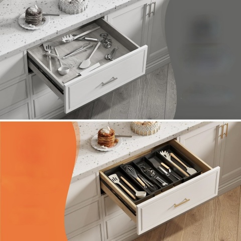 LIFEWIT DUŻY ORGANIZER DO SZUFLADY NA PRZYBORY KUCHENNE CZARNY