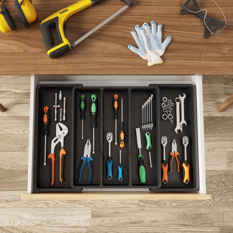 LIFEWIT DUŻY ORGANIZER DO SZUFLADY NA PRZYBORY KUCHENNE CZARNY