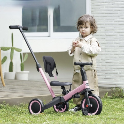 NEWYOO ROWEREK BIEGOWY DLA DZIECKA TRÓJKOŁOWY RÓŻOWY Z RĄCZKĄ DO PCHANIA