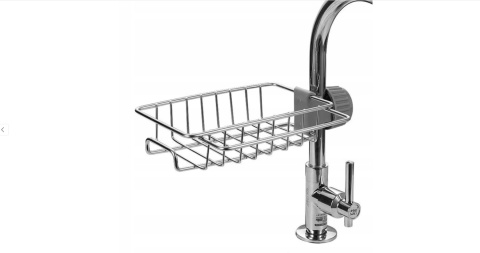 Organizer do zlewu srebrny koszyk mała półka na kran ociekacz na gąbkę płyn