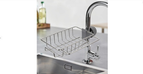 Organizer do zlewu srebrny koszyk mała półka na kran ociekacz na gąbkę płyn