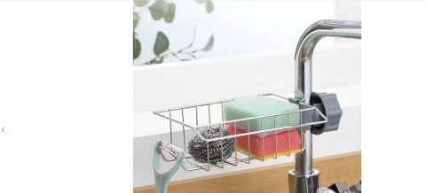 Organizer do zlewu srebrny koszyk mała półka na kran ociekacz na gąbkę płyn