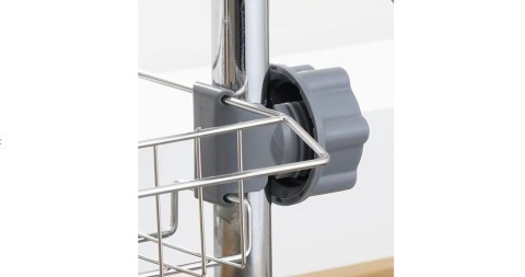 Organizer do zlewu srebrny koszyk mała półka na kran ociekacz na gąbkę płyn