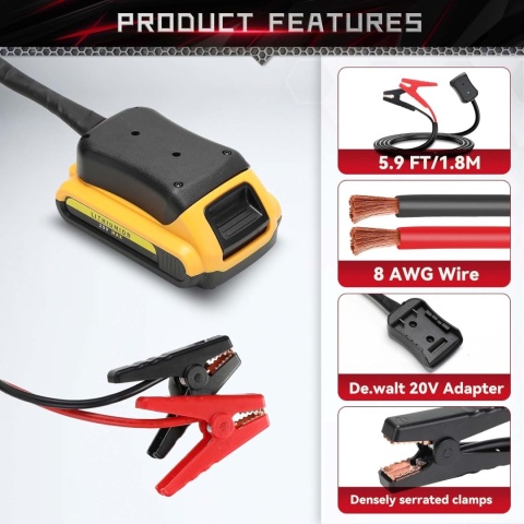 Przewód rozruchowy Beaspire adapter kompat z akumulatorem BOSCH 12 V/24 V