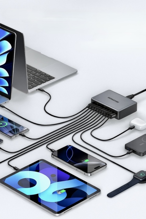 ROCOREN 480W GaN USB C ŁADOWARKA 10-PORTOWA STACJA ŁADOWANIA LAPTOPÓW