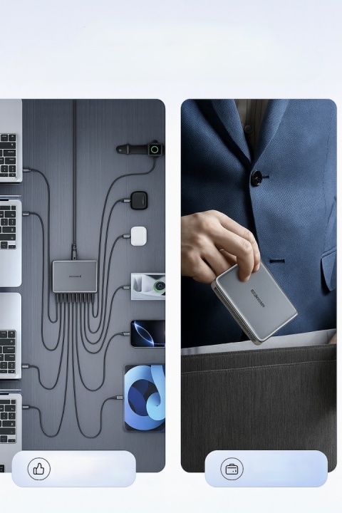 ROCOREN 480W GaN USB C ŁADOWARKA 10-PORTOWA STACJA ŁADOWANIA LAPTOPÓW