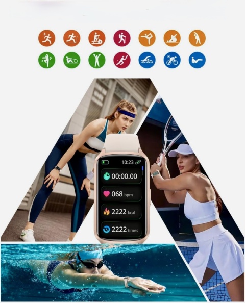 SMARTWATCH AmzHero D26 ZEGAREK SPORTOWY FITNESS BEŻOWY