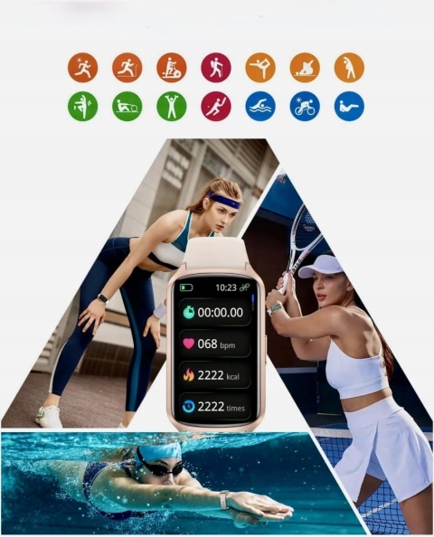 SMARTWATCH AmzHero D26 ZEGAREK SPORTOWY FITNESS BEŻOWY