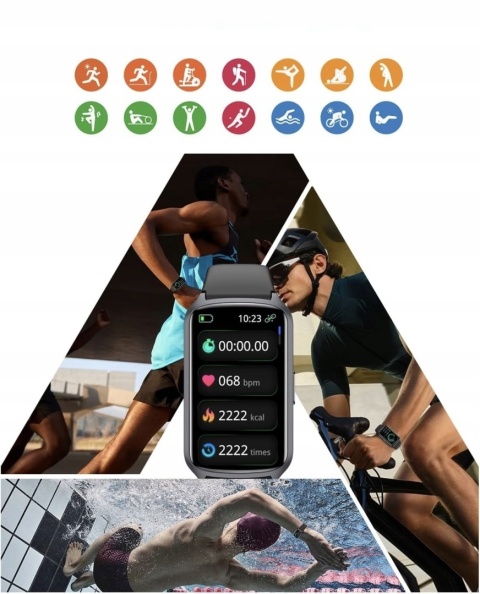 SMARTWATCH AmzHero D26 ZEGAREK SPORTOWY FITNESS CZARNY