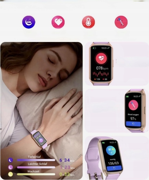 SMARTWATCH AmzHero D26 ZEGAREK SPORTOWY FITNESS FIOLETOWY