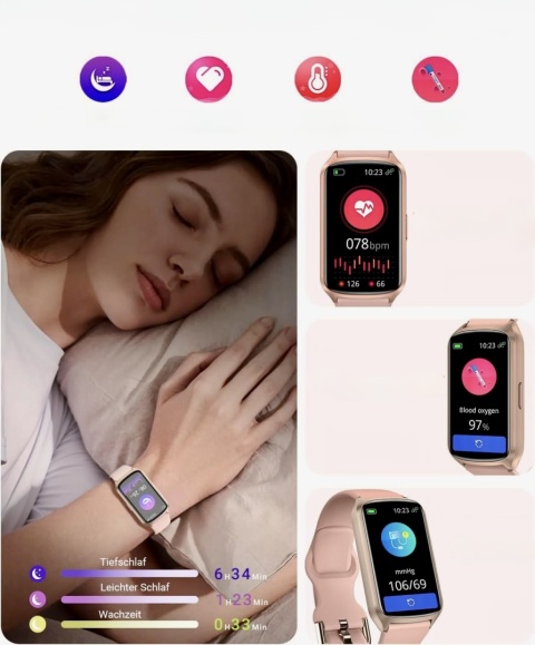 SMARTWATCH AmzHero D26 ZEGAREK SPORTOWY FITNESS RÓŻOWY