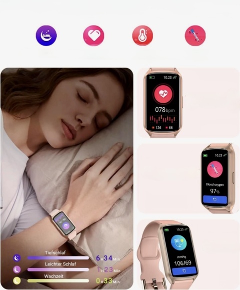 SMARTWATCH AmzHero D26 ZEGAREK SPORTOWY FITNESS RÓŻOWY