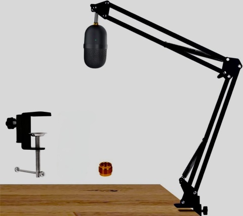 Statyw mikrofonowy biurkowy z ramieniem nożycowym kompat z mikrofonami