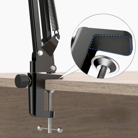 Statyw mikrofonowy biurkowy z ramieniem nożycowym kompat z mikrofonami