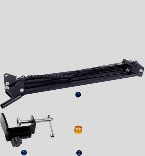 Statyw mikrofonowy biurkowy z ramieniem nożycowym kompat z mikrofonami