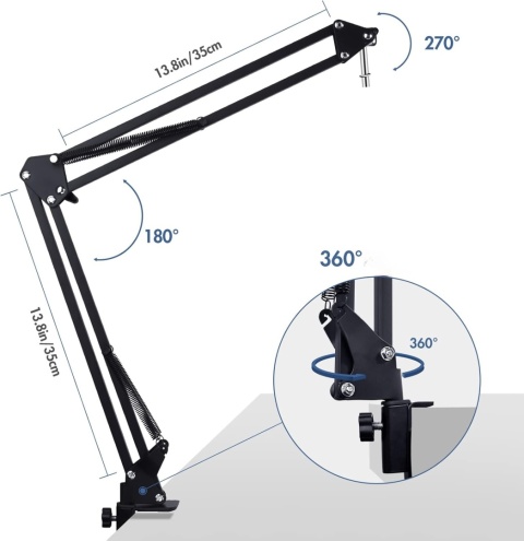 Statyw mikrofonowy biurkowy z ramieniem nożycowym kompat z mikrofonami