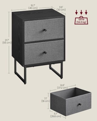 VASAGLE STOLIK NOCNY STYLOWY LGS029W14 WYMIARY 30 x 40 x 55 cm