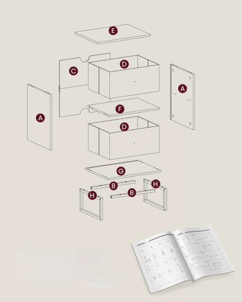 VASAGLE STOLIK NOCNY STYLOWY LGS029W14 WYMIARY 30 x 40 x 55 cm