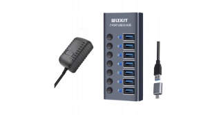 WLXKJY HUB USB 3.0 7-PORT ALUMINIOWY SZYBKI TRANSFER DANYCH I ŁADOWANIE