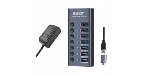 WLXKJY HUB USB 3.0 7-PORT ALUMINIOWY SZYBKI TRANSFER DANYCH I ŁADOWANIE