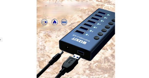 WLXKJY HUB USB 3.0 7-PORT ALUMINIOWY SZYBKI TRANSFER DANYCH I ŁADOWANIE