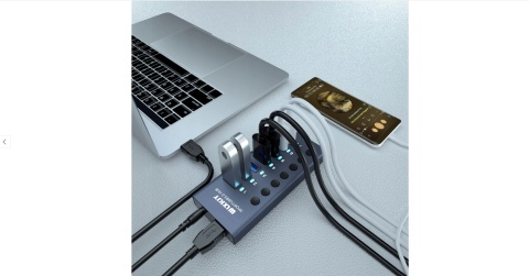 WLXKJY HUB USB 3.0 7-PORT ALUMINIOWY SZYBKI TRANSFER DANYCH I ŁADOWANIE