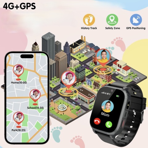 Smartwatch dziecięcy 4G GPS SOS wideorozmowy ekran dotykowy HD