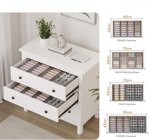 ZESTAW 4 SZUFLADOWYCH ORGANIZERÓW DO KOMODY SZUFLADY IFEWIT