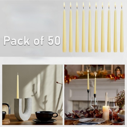 ZESTAW 50x STOŻKOWYCH ŚWIEC IVORY DECO EXPRESS