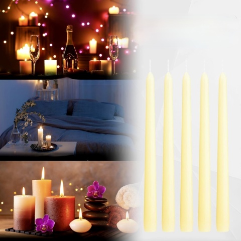 ZESTAW 50x STOŻKOWYCH ŚWIEC IVORY DECO EXPRESS