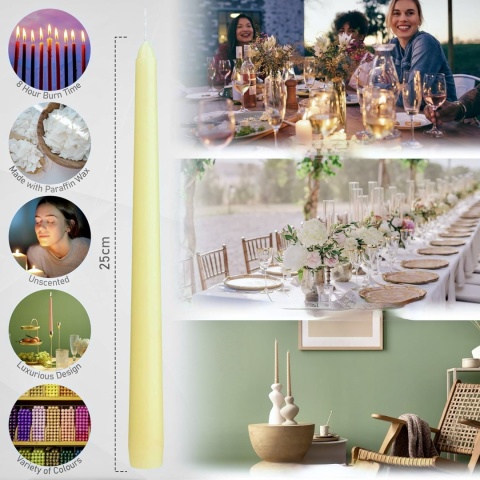 ZESTAW 50x STOŻKOWYCH ŚWIEC IVORY DECO EXPRESS