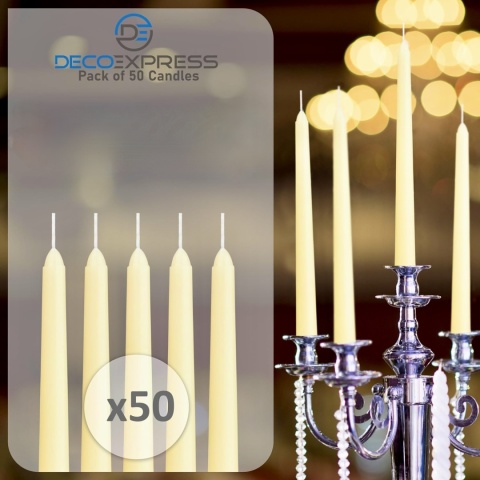 ZESTAW 50x STOŻKOWYCH ŚWIEC IVORY DECO EXPRESS