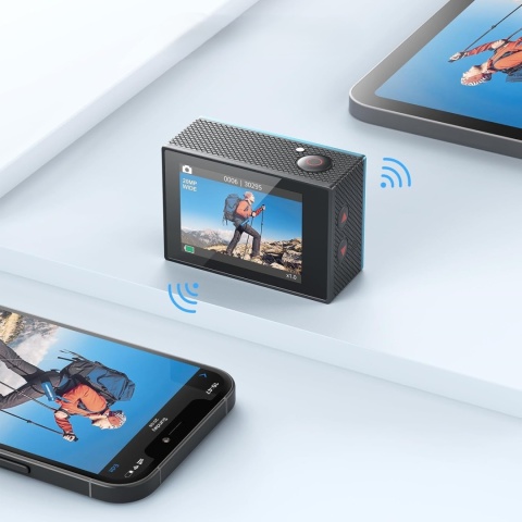 AKASO EK7000 KAMERA SPORTOWA WODOODPORNA 4K FULL HD 1080P 12MP DODATKOWA BATERIA + AKCESORIA MONTAŻOWE